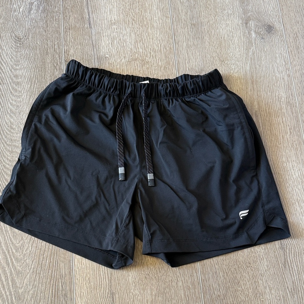 Fabletics Black Men's Athletic 5inch Shorts with Drawstring